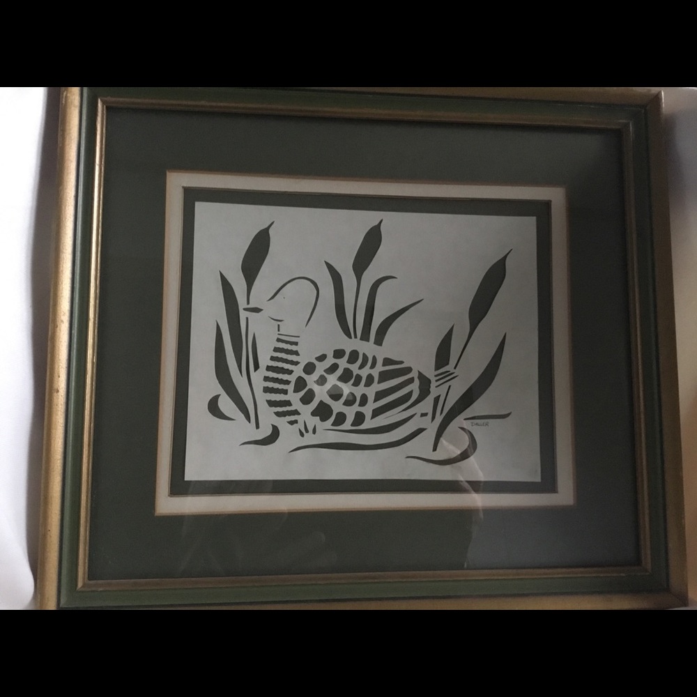 NEW Original scherenschnitte folk art duck matted